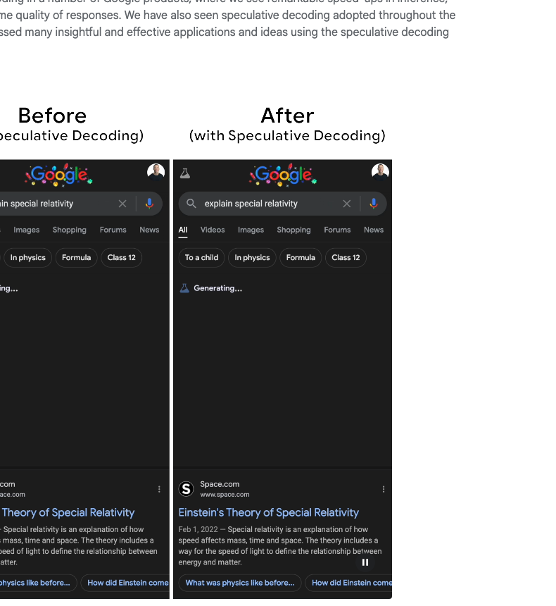 Google Research speedup chart for speculative decoding