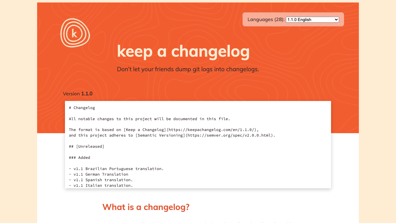 Keep a Changelog Standard